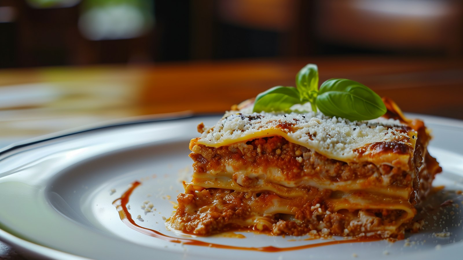 lasagne mit joghurt Lasagne al Forno auf einem Teller